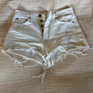 White cutoff jean shorts